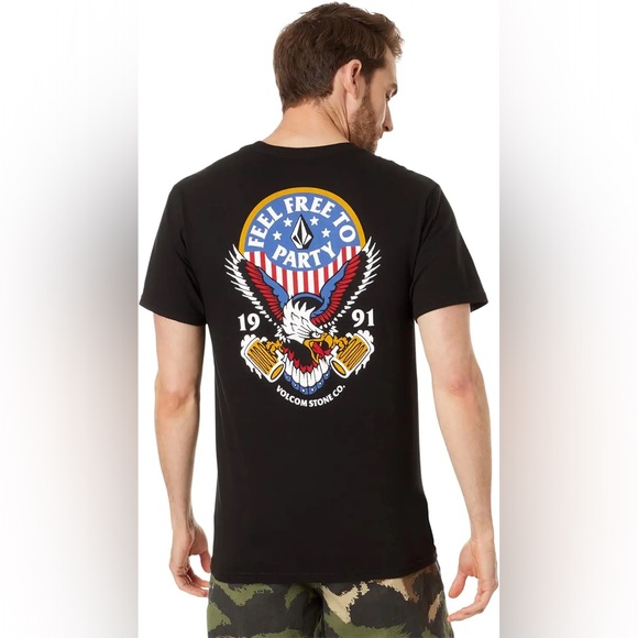 Men’s Volcom Freeedom Eagle Black Tee - Picture 2 of 9